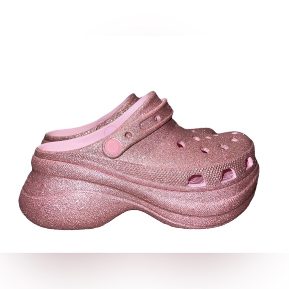 CROCS Pink Milk Glitter Bae Platform Clogs - Picture 4 of 9